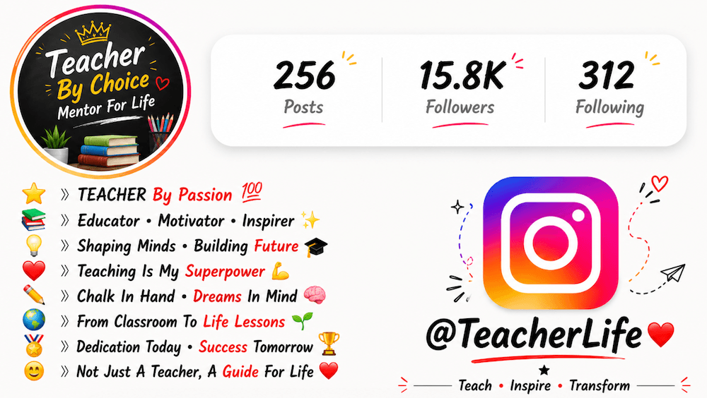 Instagram Bio for Teachers (Copy and Paste 100+ Insta Bio)
