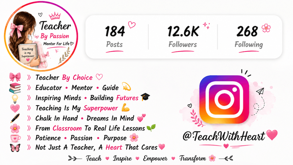Instagram Bio for Teachers (Copy and Paste