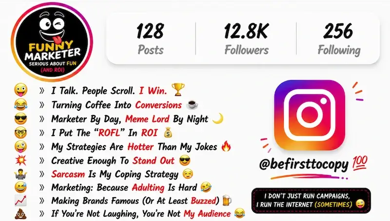 Instagram bio for funny digital marketing