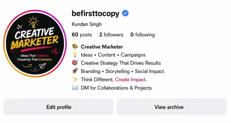 instagram bio for creative marketer